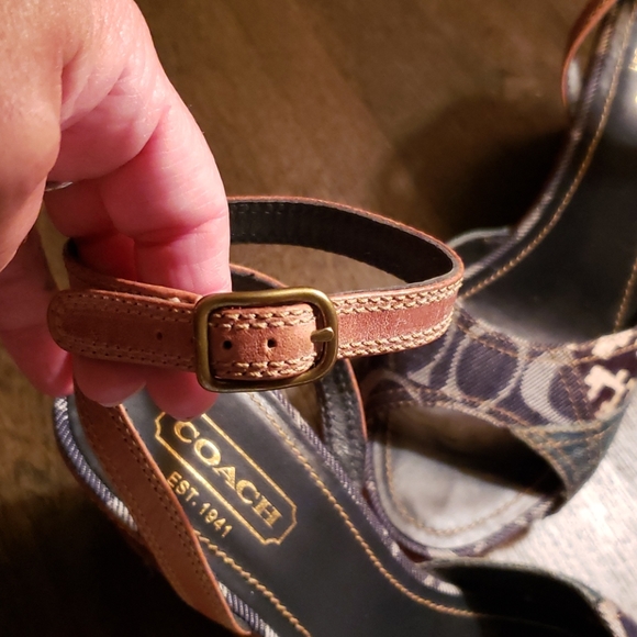 Coach Lynda Patchwork Leather Denim Snake Wedge 8 - Picture 6 of 16